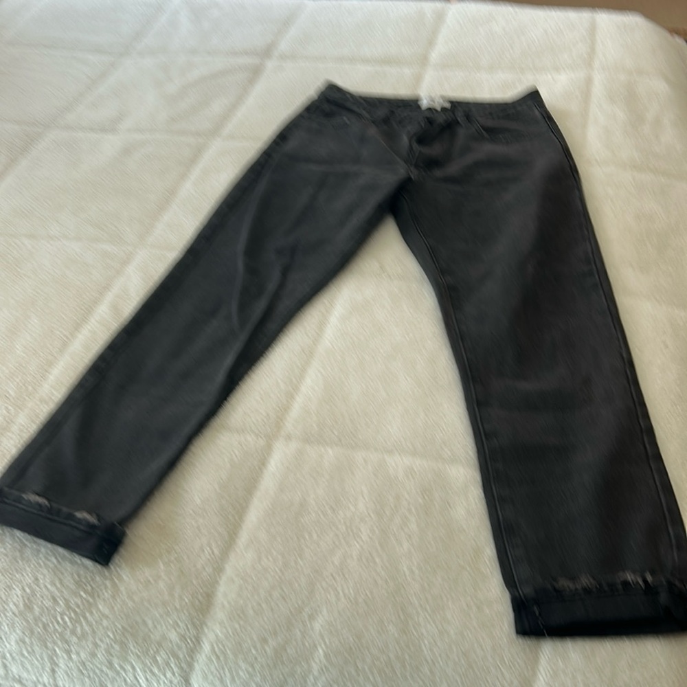 Princess Polly high rise straight leg black jeans with cuff hem.  Size 6 (US)